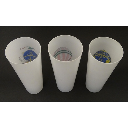 237 - Three drinking glasses decorated with hot air balloons commemorating various early balloon flights. ... 