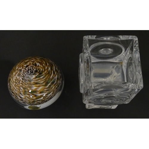 244 - Scandinavian Art Glass: A Swedish glass vase of squared form by designed by Bengt Edenfalk for Skruf... 