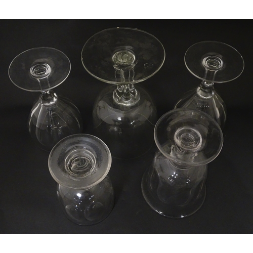 260 - A 19thC and later drinking glasses of pedestal form to include rummers, etc. Largest approx. 7 3/4