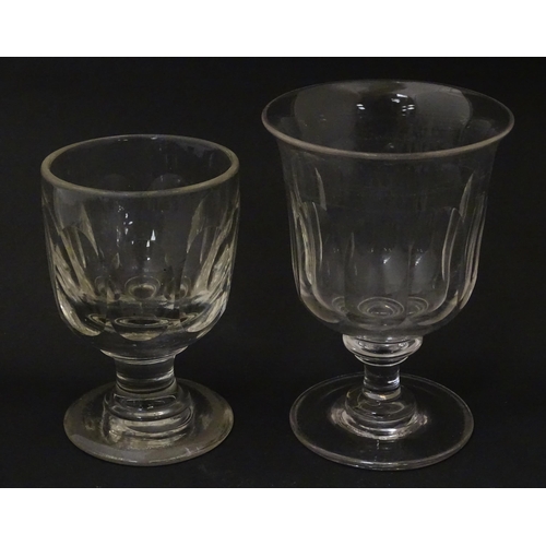 260 - A 19thC and later drinking glasses of pedestal form to include rummers, etc. Largest approx. 7 3/4