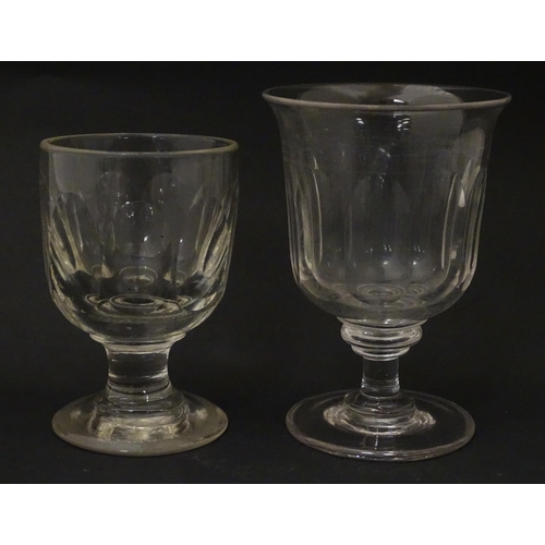 260 - A 19thC and later drinking glasses of pedestal form to include rummers, etc. Largest approx. 7 3/4