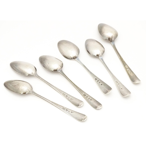 505 - Five Geo III silver teaspoons with bright cut decoration, hallmarked London 1790, maker WC. Together... 