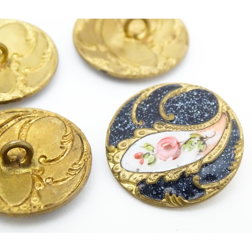 754 - Twelve gilt metal buttons. with enamel decoration approx 7/8