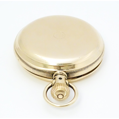 776 - A gold plated Waltham hunter pocket watch, the dial with Roman numerals and subsidiary seconds dial.... 