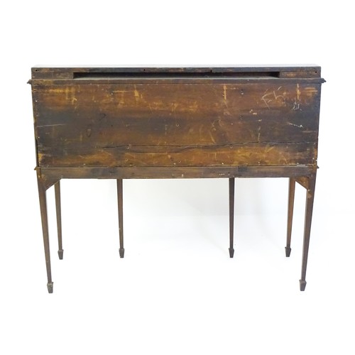 1445 - A 19thC mahogany sideboard, having a raised upstand above a moulded top edge and small central drawe... 