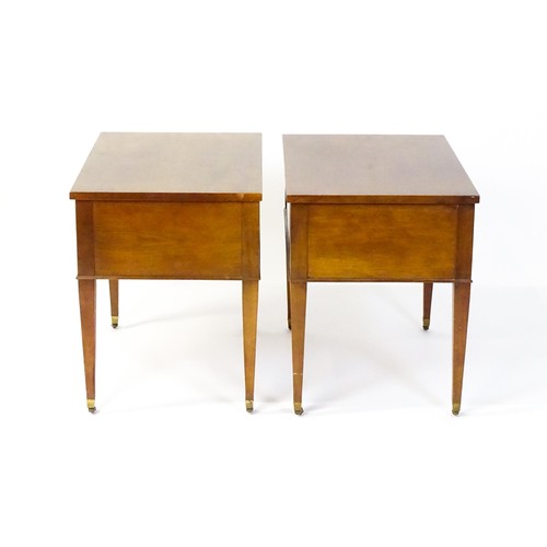 1542 - A pair of end tables  / sofa tables with two short drawers, each raised on four tapering legs termin... 