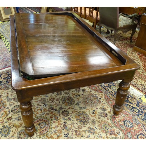 1559 - A 20thC oak combination dining / snooker table, with revolving mechanism and slate base, approx 84 1... 