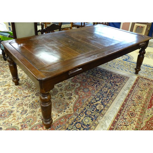 1559 - A 20thC oak combination dining / snooker table, with revolving mechanism and slate base, approx 84 1... 