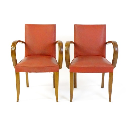 1636 - A pair of early / mid 20thC Bridge chairs raised on tapering legs. 22