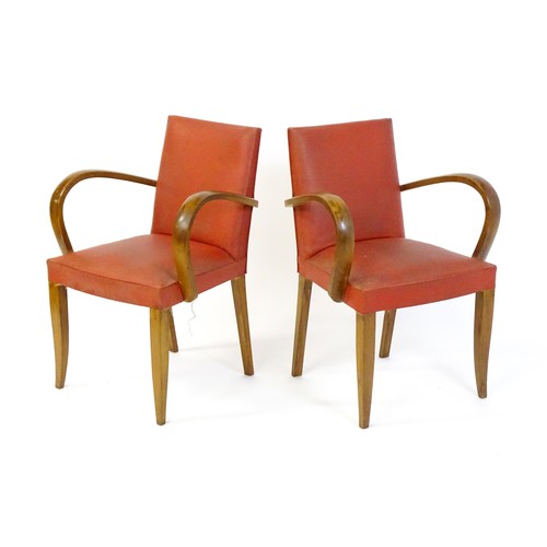 1636 - A pair of early / mid 20thC Bridge chairs raised on tapering legs. 22