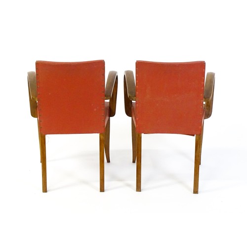 1636 - A pair of early / mid 20thC Bridge chairs raised on tapering legs. 22