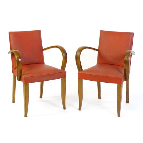 1636 - A pair of early / mid 20thC Bridge chairs raised on tapering legs. 22