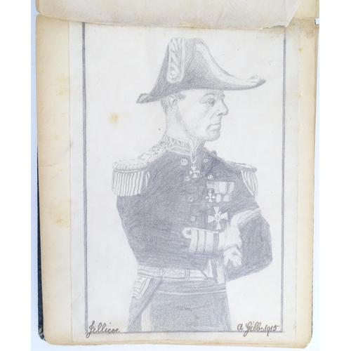 1941 - An early 20thC autograph album / scrapbook containing various handwritten verses, drawings, a waterc... 