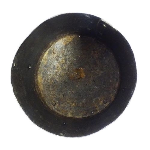 1135 - A 19thC grain measure of cylindrical form with banded detail. Approx. 5