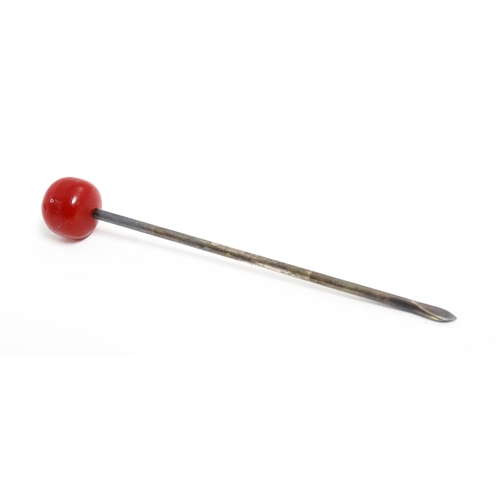 1138 - Eleven 20thC silver plate cocktail sticks with red cherry formed finials. Approx. 3 1/4