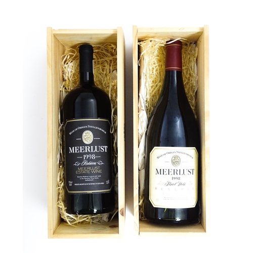 1150 - Two bottles of South African wine comprising a magnum bottle of Meerlust Stellenboch 1998 Pinot Noir... 