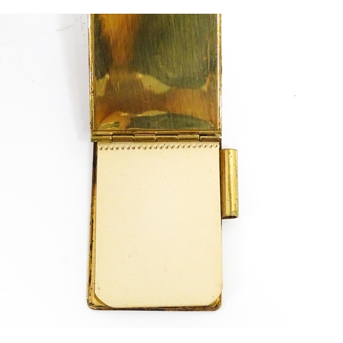 1177 - A Dunhill Rollagas lighter with chequered finish. Together with an Oriental enamelled aide de memoir... 