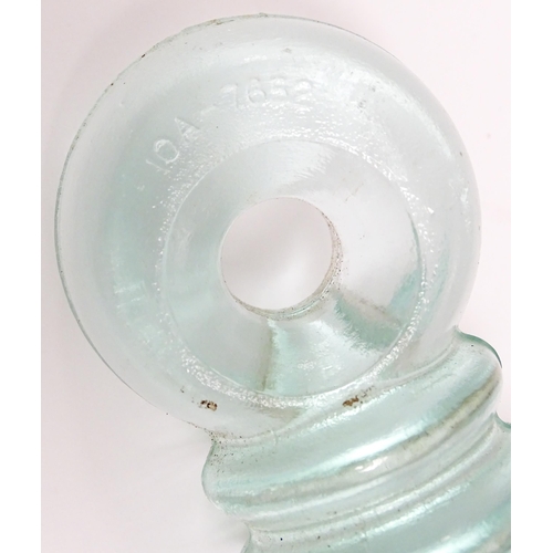 1205 - A 20thC glass radio strain insulator marked 10A - 7652. Approx. 7