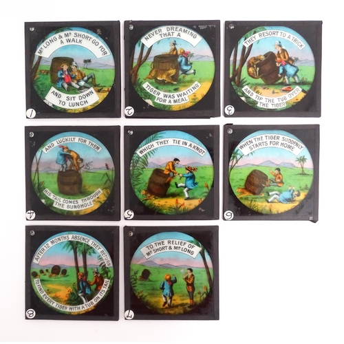 1243 - A quantity of 20thC colour magic lantern slides to include The Baker & the Tarred Fence, Mr Long & M... 