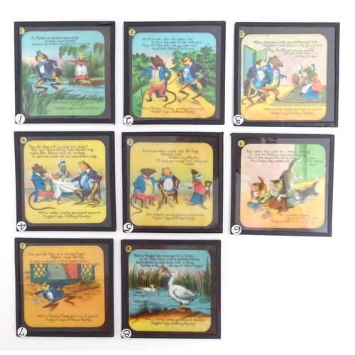 1243 - A quantity of 20thC colour magic lantern slides to include The Baker & the Tarred Fence, Mr Long & M... 