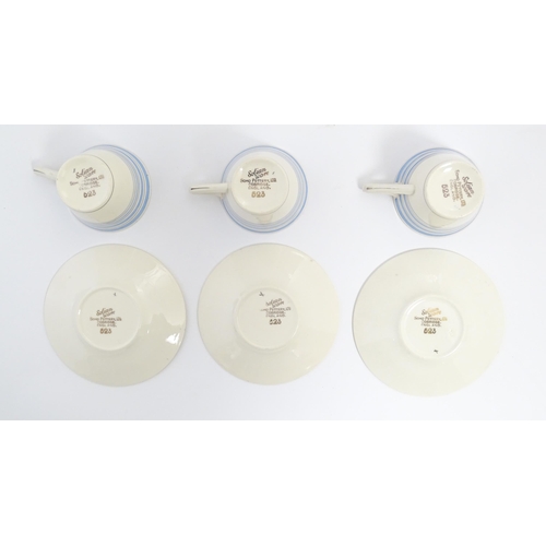 149 - An Art Deco Solian Ware coffee wares to include coffee pot, sugar bowl, milk jug, cups and saucers. ... 