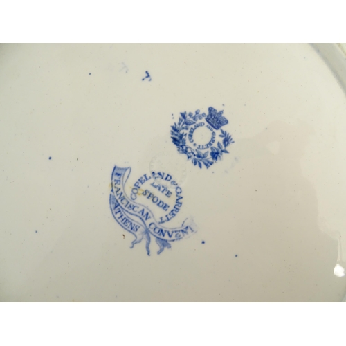 159 - A Copeland Spode blue and white plate decorated in the Franciscan Convent Athens pattern. Together w... 