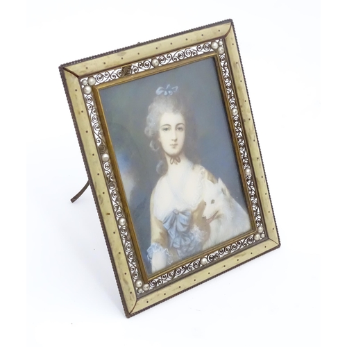 1214 - An early 20thC watercolour and gouache portrait miniature after Thomas Gainsborough depicting Mrs Ro... 