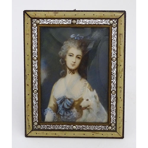 1214 - An early 20thC watercolour and gouache portrait miniature after Thomas Gainsborough depicting Mrs Ro... 