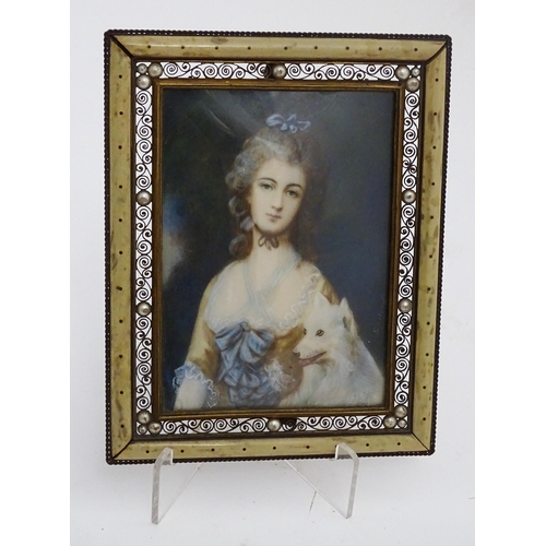 1214 - An early 20thC watercolour and gouache portrait miniature after Thomas Gainsborough depicting Mrs Ro... 