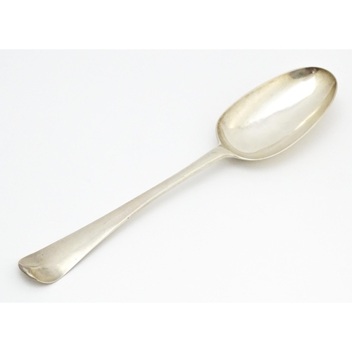 529 - A Geo II silver table spoon hallmarked London 1746, maker Samuel Roby. Approx. 8