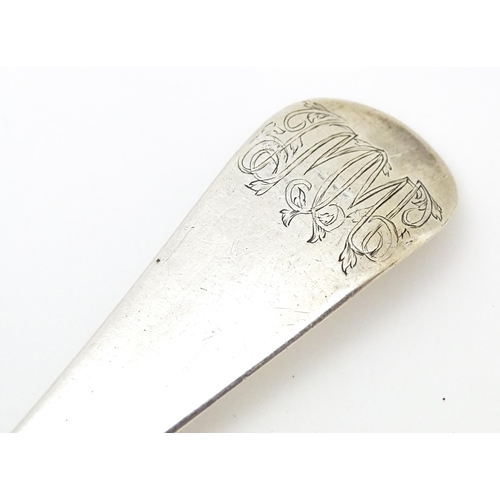 529 - A Geo II silver table spoon hallmarked London 1746, maker Samuel Roby. Approx. 8