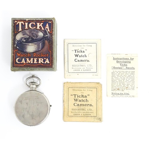 1197 - An early 20thC Houghto's Limited TICKA 17.5mm Spy Camera in the form of a pocket watch with ring han... 