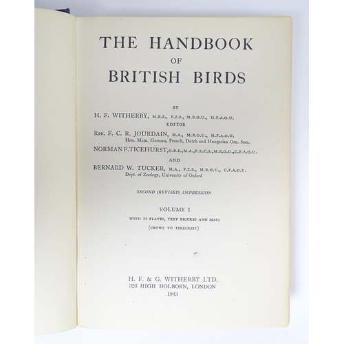 1012 - Books: The Handbook of British Birds, Volumes 1-5, by H. F. Witherby, edited by Rev. F. C. R. Jourda... 