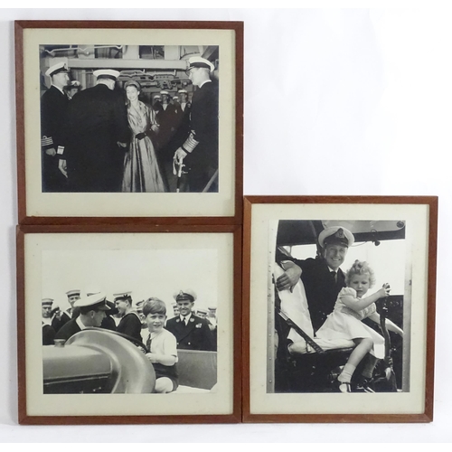 1937 - A 20thC monochrome photograph depicting Queen Elizabeth II visiting HMS Glasgow, May 1954. Together ... 