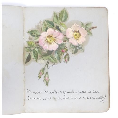 1940 - An early 20thC scrapbook / scrap album containing various poems, quotes, watercolours, pencil sketch... 