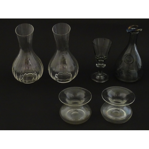 297 - A quantity of glassware to include a pair of Dartington glass carafes, a vintage Holmegaard Denmark ... 