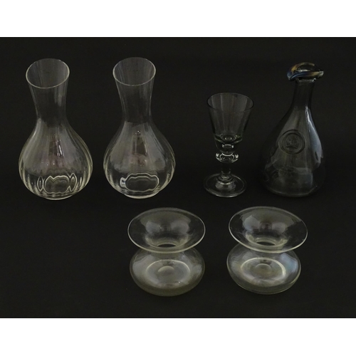 297 - A quantity of glassware to include a pair of Dartington glass carafes, a vintage Holmegaard Denmark ... 