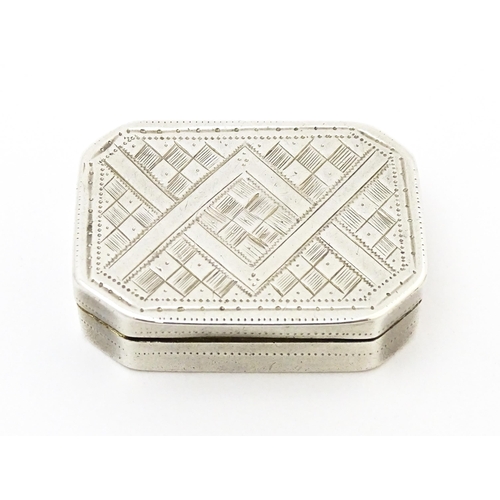 332 - A Geo III silver vinaigrette with engraved decoration opening to reveal a gilded interior hallmarked... 