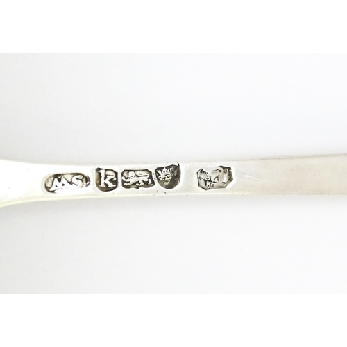 493 - A Geo III silver marrow scoop with bright cut decoration hallmarked London 1785, maker Samuel Wintle... 