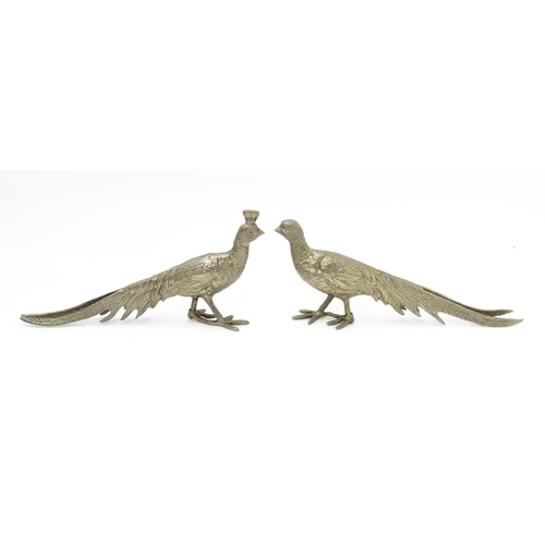 561 - Assorted silver plate menu / place card holders formed as pheasants together with 3 graduated models... 