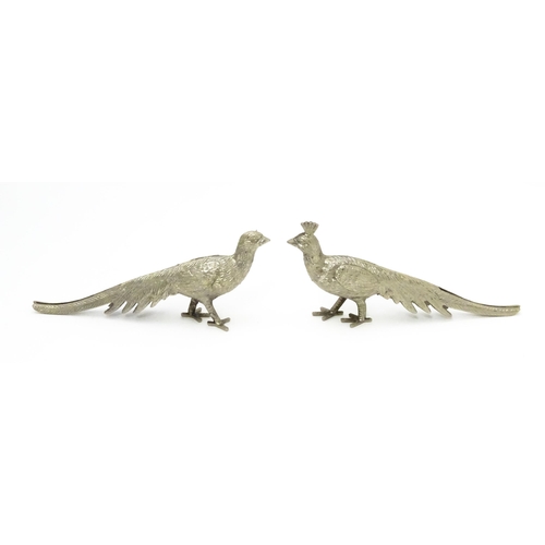 561 - Assorted silver plate menu / place card holders formed as pheasants together with 3 graduated models... 