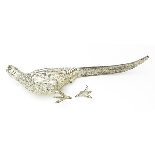 561 - Assorted silver plate menu / place card holders formed as pheasants together with 3 graduated models... 