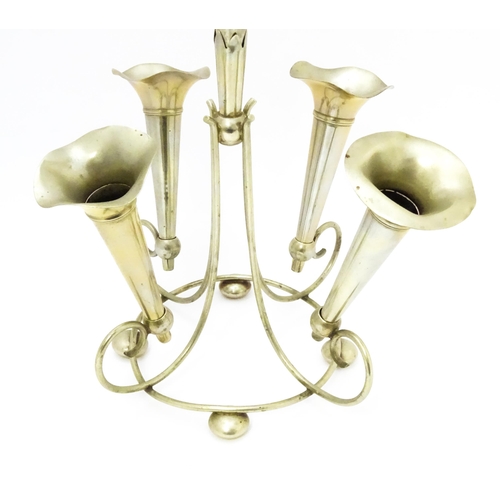 563 - A late 19thC / early 20thC  silver plate 5- branch epergne / centrepiece . Approx 13 1/2