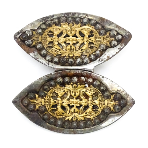 740 - A French buckle with marcasite detail. Marked with registration no. 362214. Approx 2