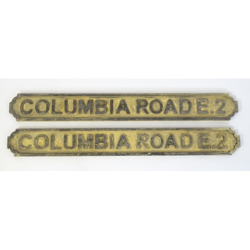 1259 - Two late 20thC carved wooden street / road signs for Columbia Road E. 2 (London), with painted detai... 