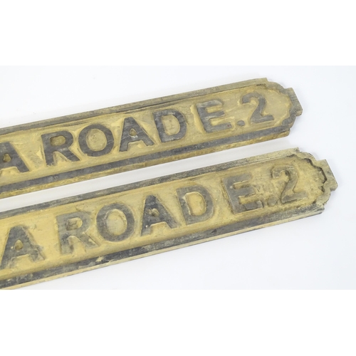 1259 - Two late 20thC carved wooden street / road signs for Columbia Road E. 2 (London), with painted detai... 