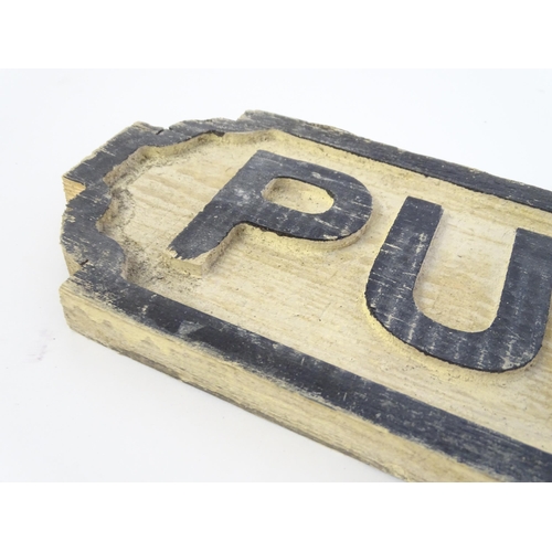 1260 - Two late 20thC carved wooden street / road signs for Pudding Lane EC. 3 (London), with painted detai... 