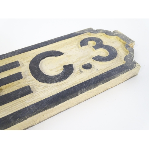 1260 - Two late 20thC carved wooden street / road signs for Pudding Lane EC. 3 (London), with painted detai... 