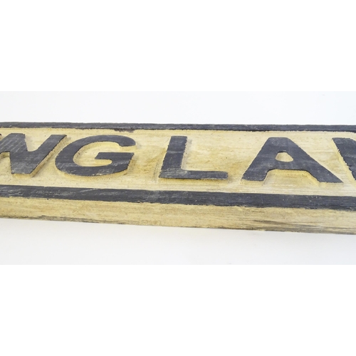 1260 - Two late 20thC carved wooden street / road signs for Pudding Lane EC. 3 (London), with painted detai... 