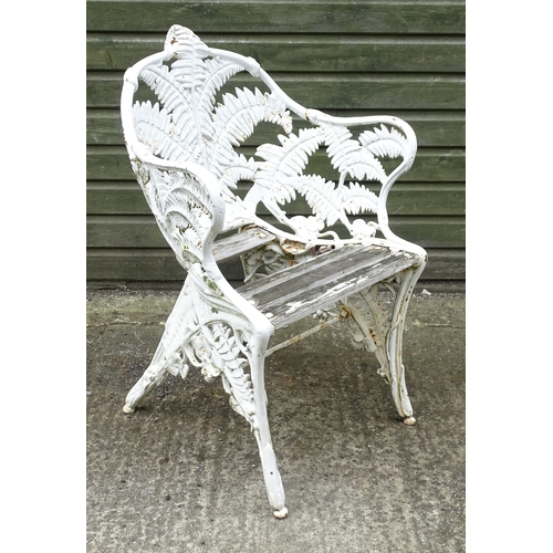 1307 - A Victorian cast iron chair with fern decoration. Marked with Victorian registration diamond and No.... 